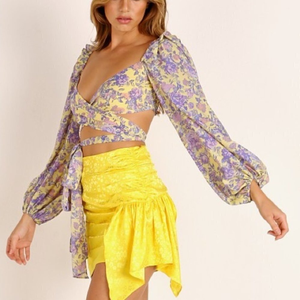 For Love and Lemons Maui Wrap Top I Size M